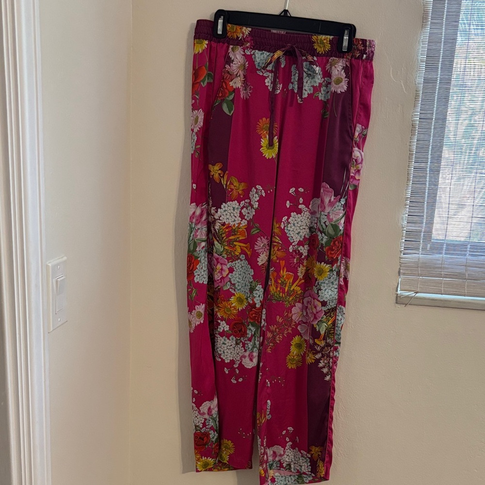 Johnny Was Magenta Floral Wide-Leg Pants